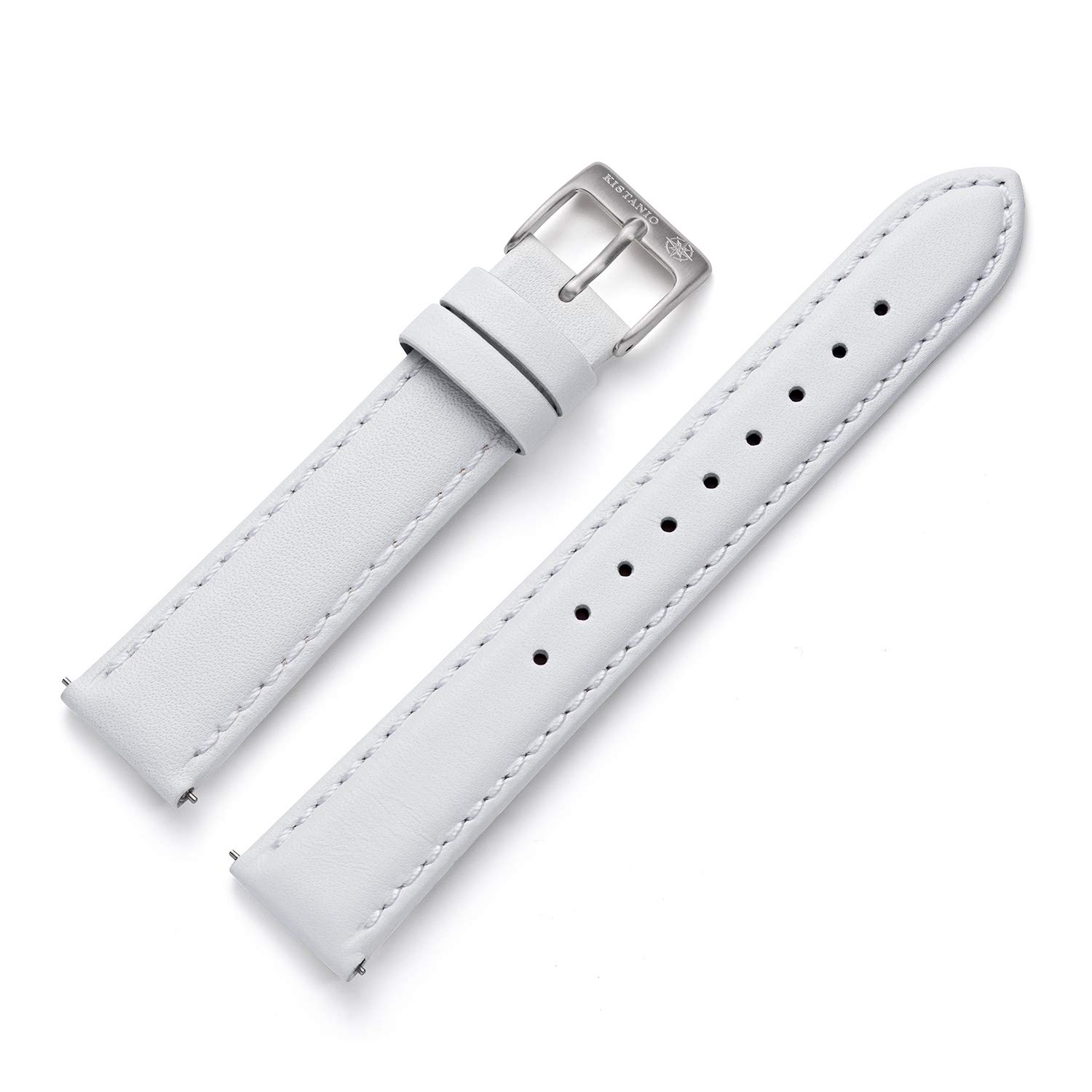 Kistanio KIS-ST-16-L-W-SI Leather Bracelet 16 mm White with Stainless Steel Clasp