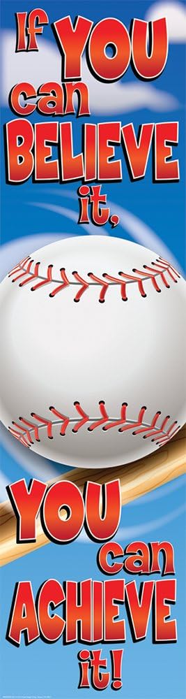Eureka Baseball Motivational Banner, Measures 45 x 12, Great for Classrooms, Kids Rooms, Parties & More