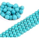 Perlin Turquoise Gemstone Round Beads Semi-Precious Gemstones Blue 1 Strand Jewellery Beads for DIY Crafts Making Necklace Bracelet Earrings Accessories (4 mm)