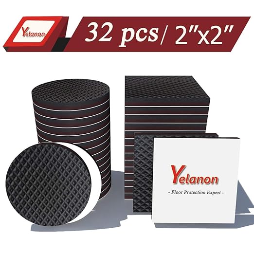 Yelanon Non Slip Furniture Pads 32 Pcs 2 Furniture Pads Rubber Feet Hardwood Floors Protection Self Adhesive Anti Scratch Chair Leg Floor Protectors
