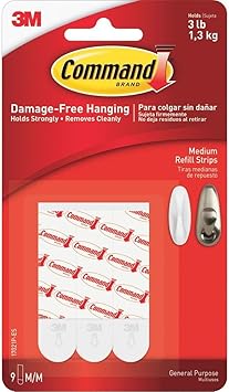 3M Command Medium Refill Strips 9/Pkg 