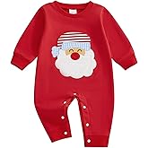 Bagilaanoe Infant Baby Boy Christmas Outfit One Piece Clothes Santa Claus Embroidery Long Sleeve Romper Jumpsuit