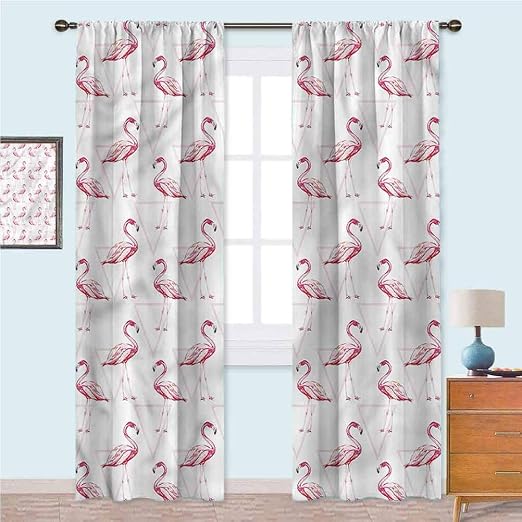 YUAZHOQI Flamingo Blackout Curtains Artistic Geometric Room Darkening