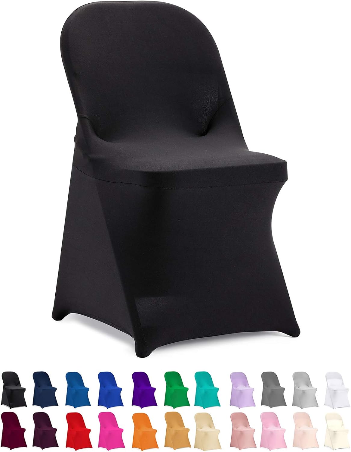 Slipcovers - Peomeise Stretch Spandex Folding Chair Cover for Wedding Party Dining Banquet Event (Black,12pcs)