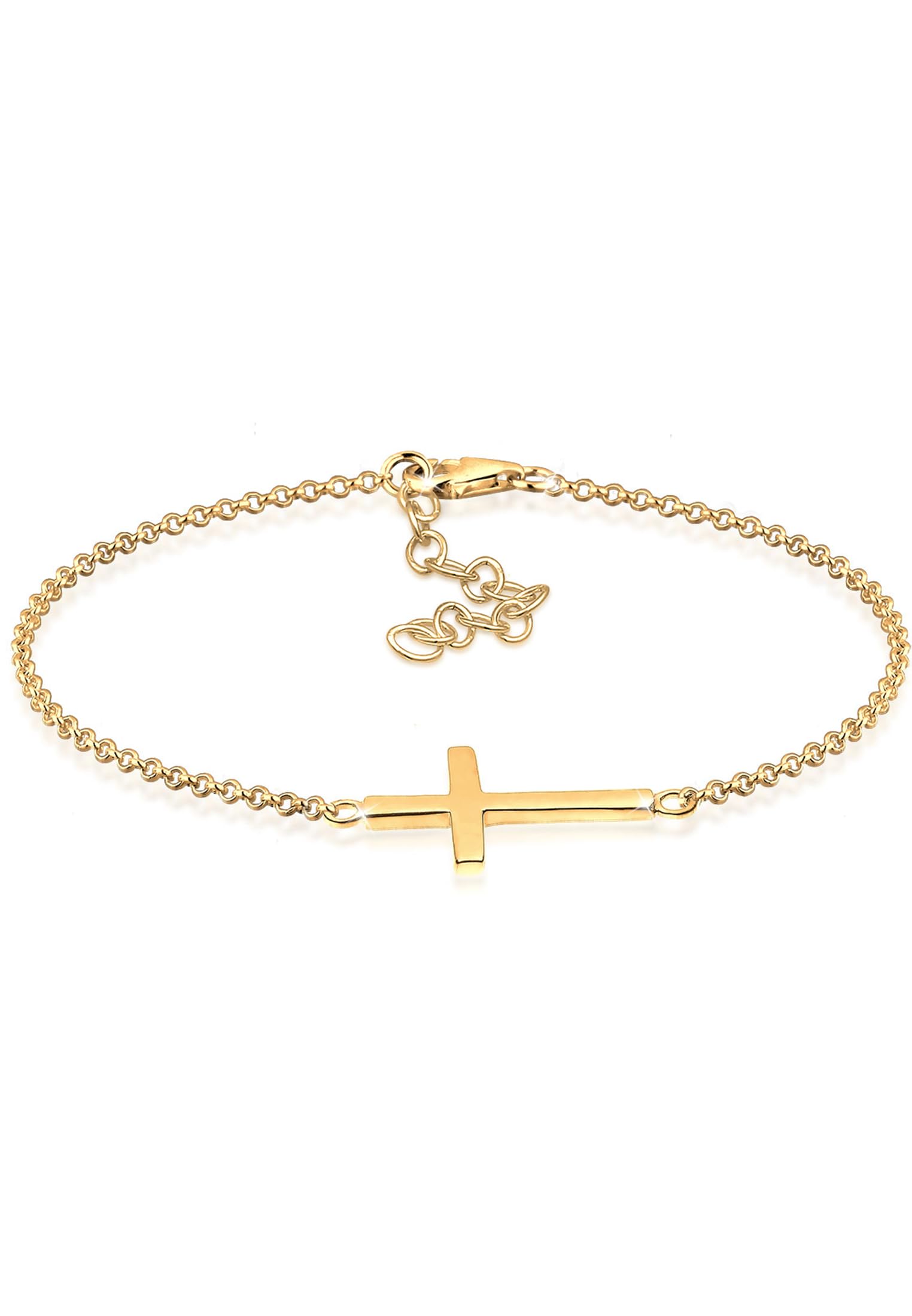 Elli Women's 925 Sterling Silver Gold Plated Cross Bracelet of Length 18 cm — image 1