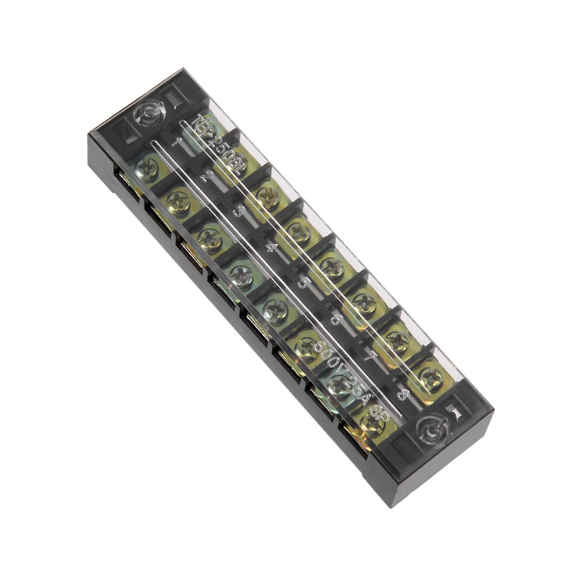 Sourcingmap Dual Rows 8 Positions 600V 25A Wire Barrier Block Terminal Strip TB-2508L