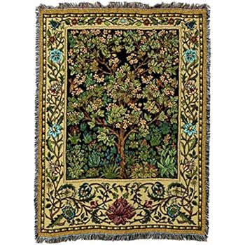 Pure Country Weavers - William Morris Tree of Life Woven Large Soft Comforting Throw Blanket with Artistic Textured Design Cotton USA 72x54