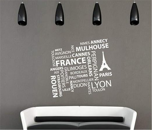Amazon Com Vinly Art Decal Words Quotes Cities Of France Home Kitchen