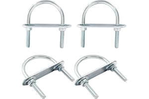 BokWin 4 Pcs Round U Bolts M6 Bend U Bolts in Zinc Plated Steel U Clamp with Nut, Plate, Washer(20mm Inner Width 50mm Length)
