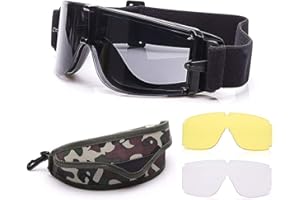 FREEHAWK Elemart Tactical Airsoft Goggles - Safety Goggles Army Goggles Military Eye Protection Hunting Glasses for Shooting - 3 Interchangeable Multi Lens & Carrying Case