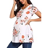 Jezero Women's Maternity Tops Short & Long Sleeve Side Ruching Round Neck Shirts