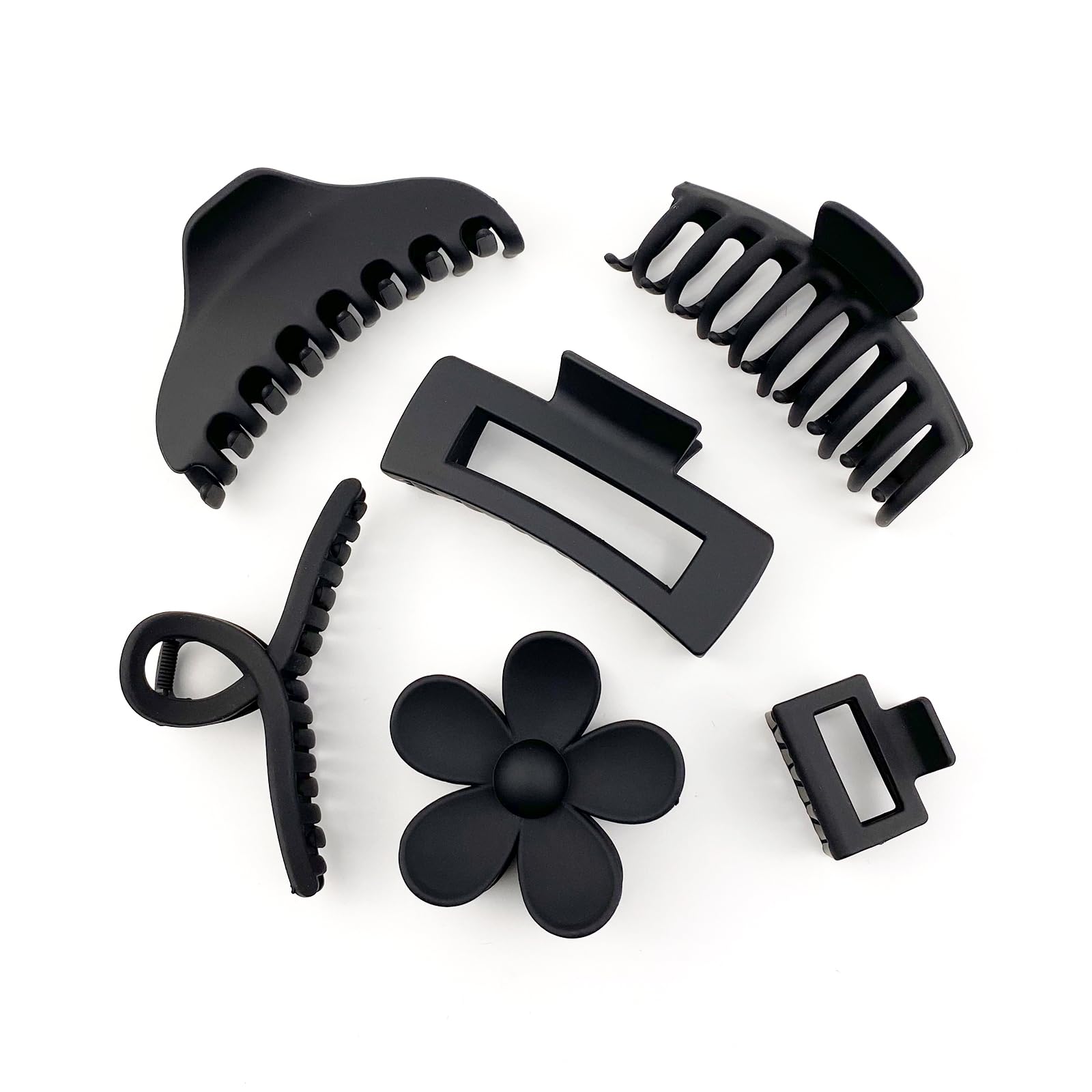 Yovell Hair Claw Clips 6Pcs Large Hair Clips for Thick Thin Curly Hair, Non-slip Strong Hold Jaw Clips Hair Accessories for Women Girls (Black)
