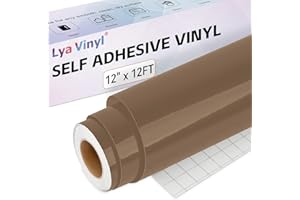 LYA VINYL Glossy Brown Vinyl - Lya's 12" x 12Ft Outdoor & Decor Adhesive Vinyl Roll, Compatible with Cricut, Silhouette Cameo