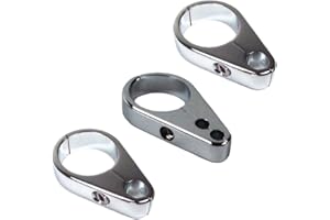 HILL COUNTRY CUSTOM CYCLES Hill Country Customs Chrome 1 1/4" Handlebar or Frame mount 3 piece Clutch Throttle Cable - Brake Line Clamp Kit for Harley - HC-CCK-A
