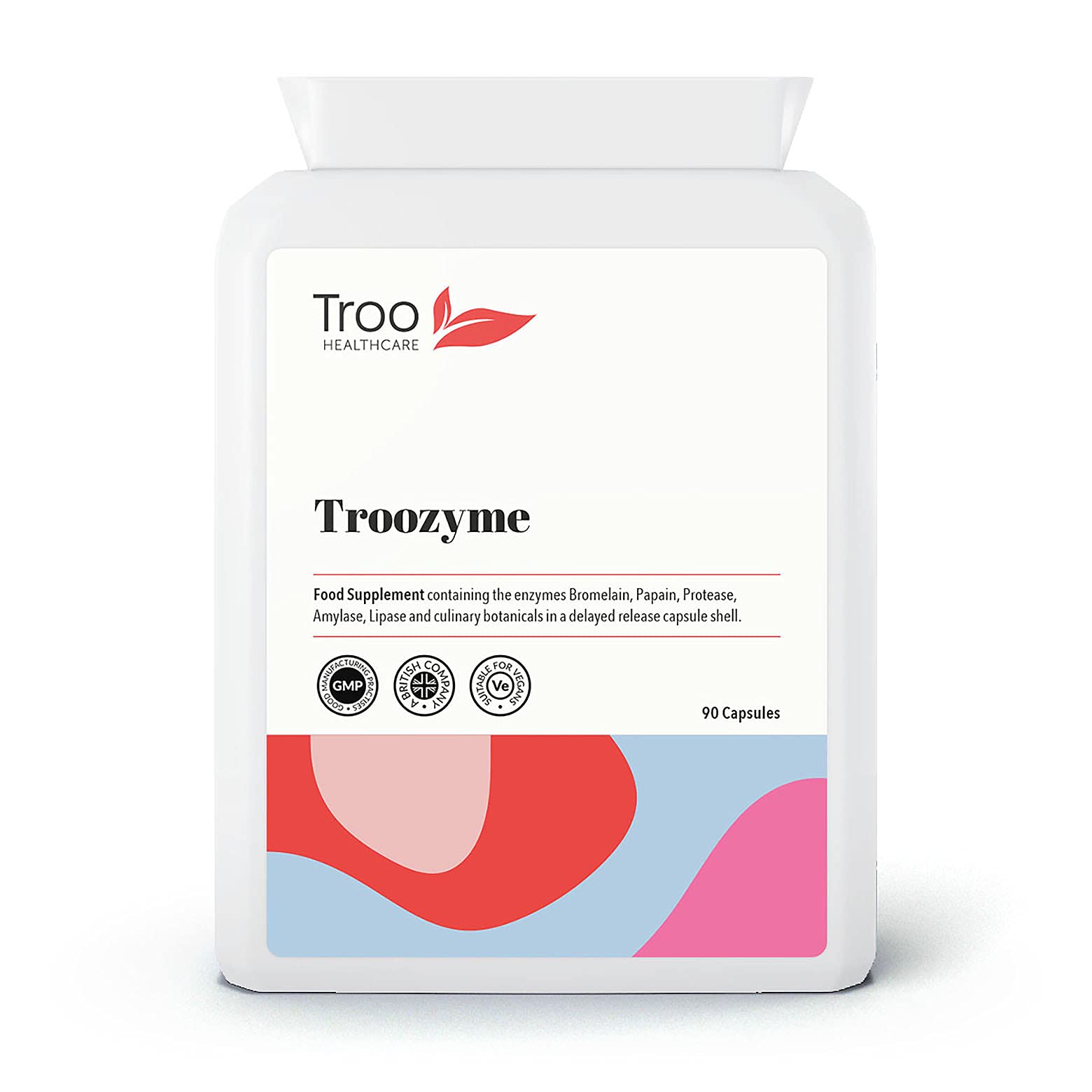 Troo Health Care Troozyme Digest-Tonic Digestive Enzymes Supplements - 90 Capsules | Broad Spectrum Plant Digestive Enzymes | Betaine HCL | Bromelaine | Papaine | Protease | Amylase | Lipase | UK Made