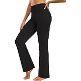 FireSwan Womens Flare Leggings No Front Seam Bootcut Yoga Pants with Tummy Control High Waisted Bell Bottom Workout Leggings Black