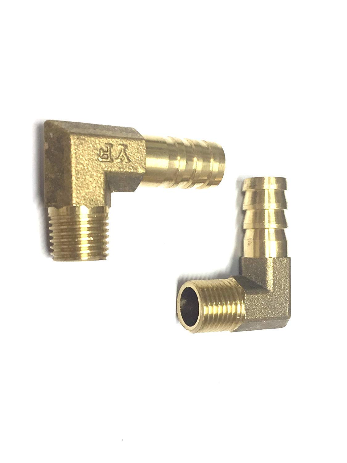 VEDA 2pecs 90 Degree Elbow 10mm to 1/4" BSP Thread Solid Brass Hose Tail Connector Barbed to BSP Male Thread. Pond/Pool/Hose Pipe Adapters