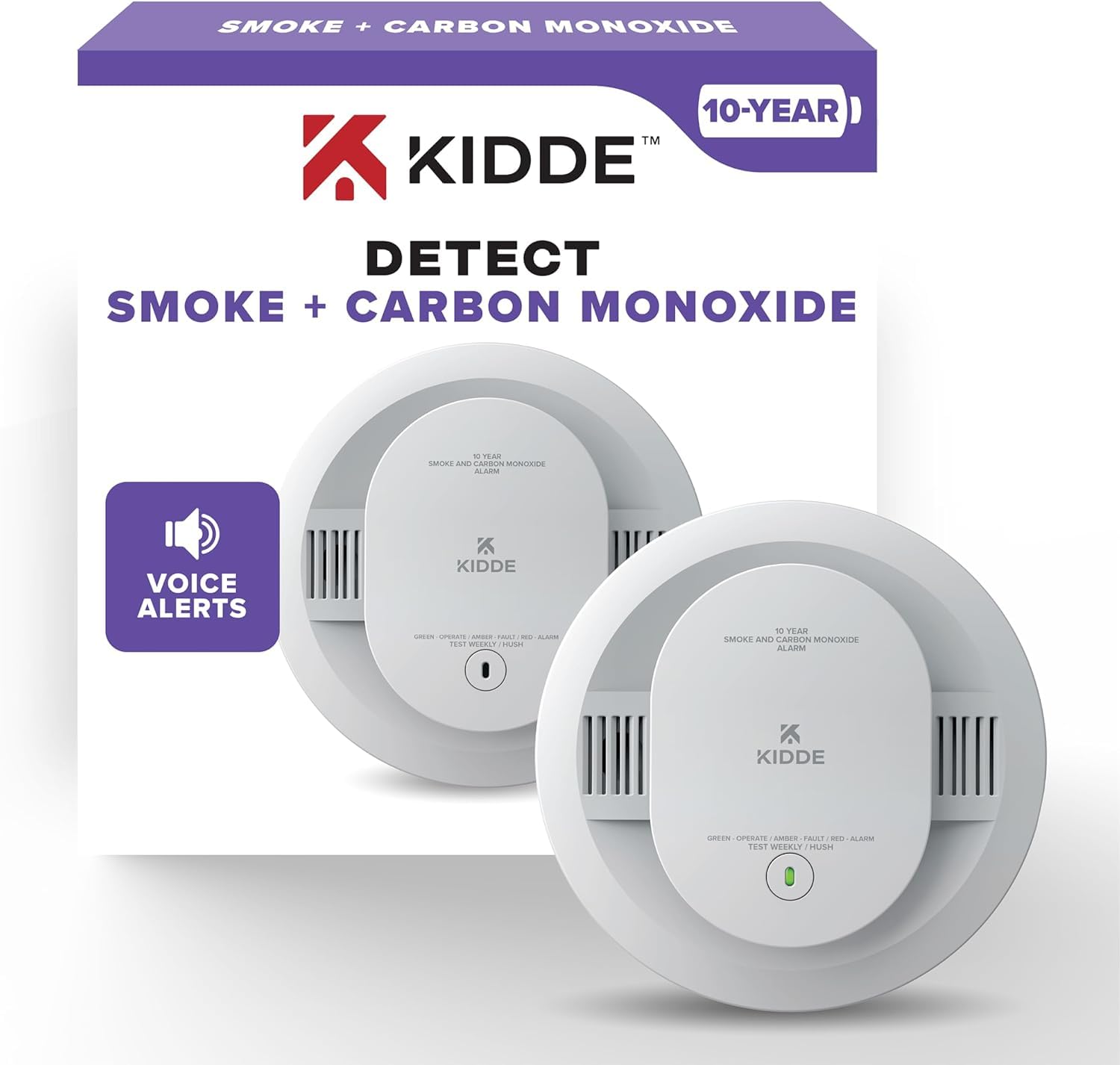 Photo 1 of **FOR PARTS ONLY/NON-FUNCTIONAL** Kidde  & Carbon Monoxide Detector with Voice Alerts | 10-Year Sealed Battery | Combination Alarm | Photoelectric Sensor | CO Alarm | Easy Install | Model 30CUD10-V | No Wiring Needed