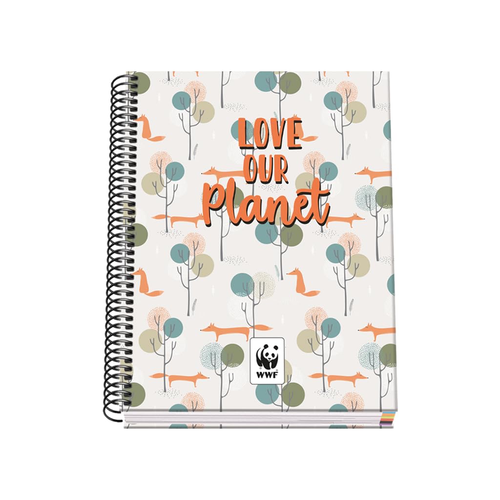 DOHE - A5 Squared Notebook - Spiral Binding, 100 Sheets of 90 g/m², 5 mm Square, Hardcover, FSC Mix AEN-COC-000243, WWF Love Our Planet, School Supplies