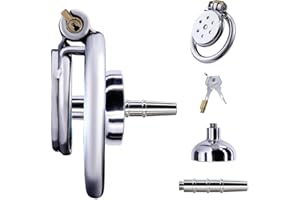 Inverted Chastity Cage Made of Stainless Steel Male Cock Cage with Urinal Tray and Catheter Penis Cage is Waterproof and Brea