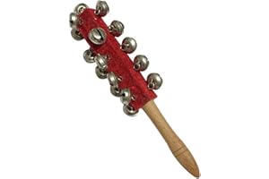 Sleigh Bells Instrument, Hand Jingle Bells Hand Sleigh Wooden Shaker Jingle Stick, Wooden Handle Bell Christmas Stick Shaker,