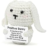 SHTALHST Positive Bunny Mini Inspirational Positive Crochet Animals Emotional Support Crochet Animal for Women