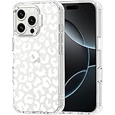 MOSNOVO Case for iPhone 16 Pro, [Buffertech 6.6ft Military-Grade Drop Protection] [Anti Peel Off Tech] Clear TPU Bumper Phone Case Cover Design - White Leopard Print