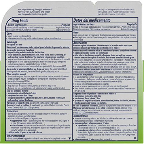 Monistat 3Day Yeast Infection Treatment Suppositories + Itch Relief