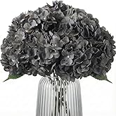 Blooming Paradise 2Bouquets Artificial Fake Flowers Plants Silk Hydrangea Arrangements Wedding Bouquets Decorations Plastic Floral Home Kitchen Garden Party Festival Bar DIY (Gray,5 Flower Heads)