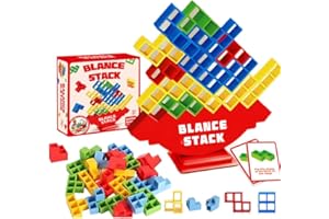 Christmas 64 Pcs Tetra Tower Balance Stacking Blocks Game – Board Game for Kids & Adults, Family Fun, PartyTravel & Team Buil