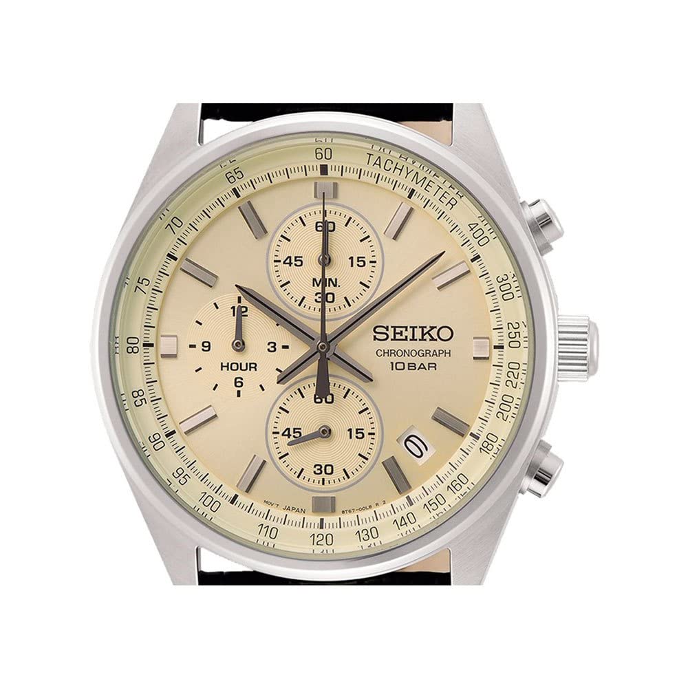Seiko Herren-Uhr Quarz Edelstahl mit Lederband SSB383P1