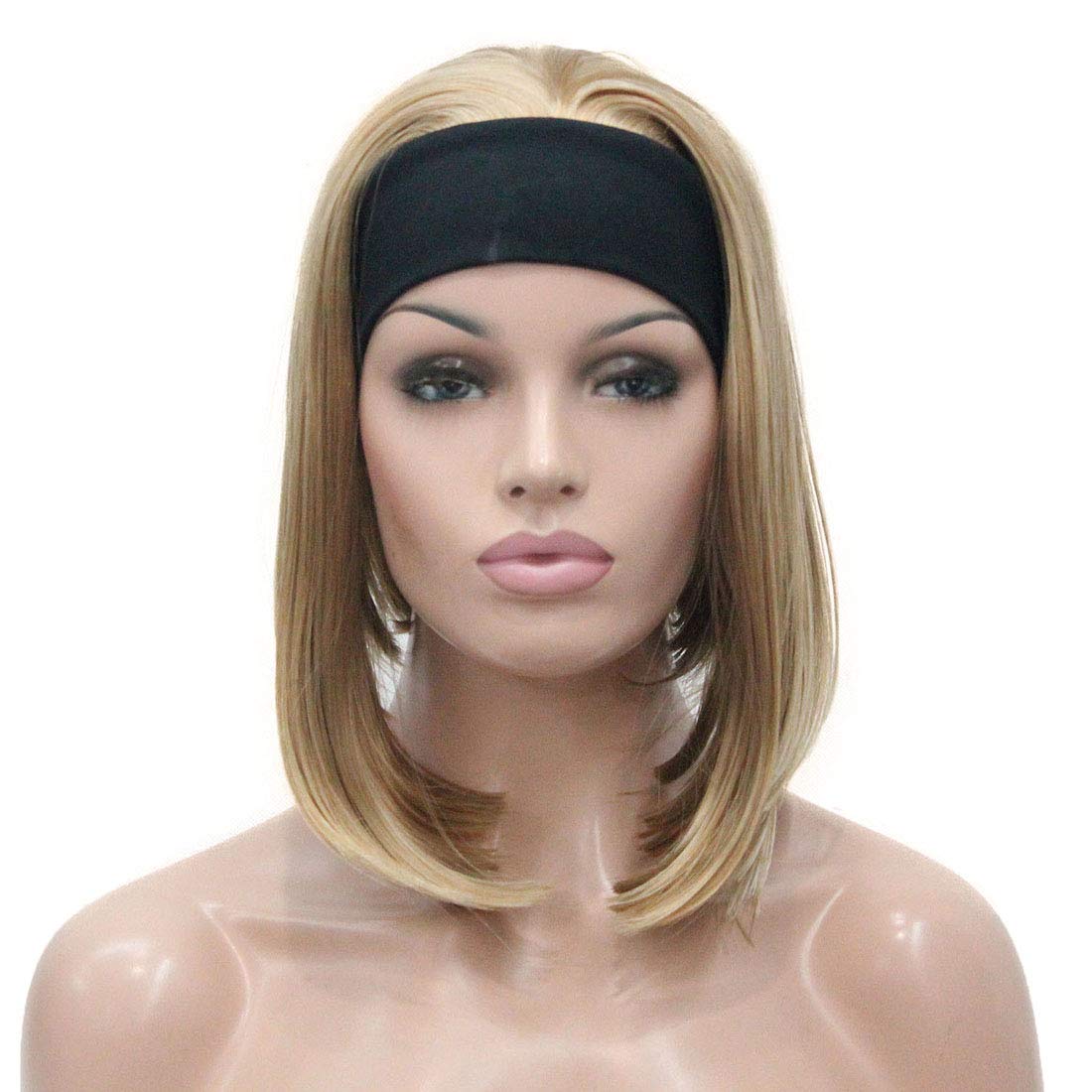 Lydell Short Straight Bob Synthetic Headband Wig 3/4 wig short half hair wig (24H613 Blonde Highlights) — image 1