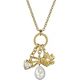 Ted Baker London Isadora Icon Charm Multi Pendant Necklace for Women (Gold/Pearl & Crystal)