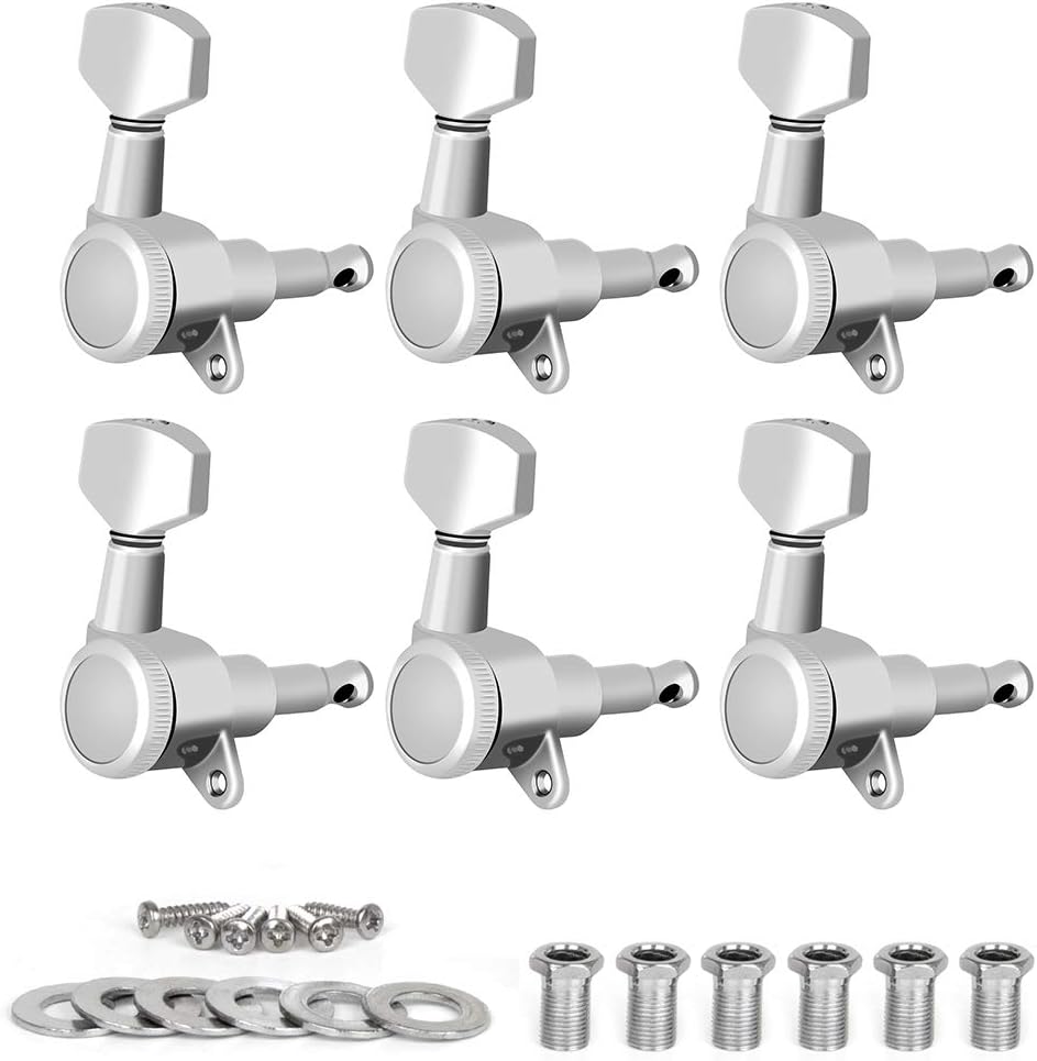 Semi Closed Electric Guitar Tuner Machine Tuning Pegs Heads Right 18:1 Ratio Chrome From Kmise