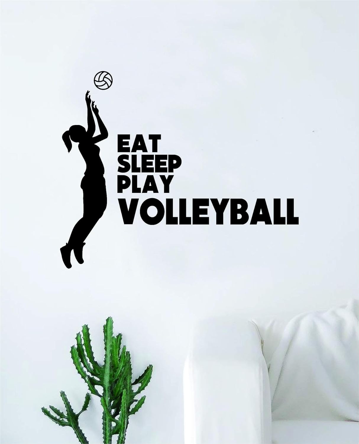 Eat Sleep Play Volleyball Wall Decal Sticker Bedroom Home Room Art Vinyl Inspirational Decor Teen Motivational Boy Girl Sports Beach Summer Net Spike Volley Ball