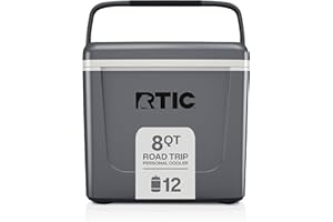 RTIC 8 QT Road Trip Personal Cooler, Small, Compact, Insulated, Portable Ice Chest Box for Food, Drink, Beverage, Beach, Camping, Picnic, Fishing, Boat, 12-Can Capacity