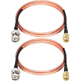 MOOKEERF SMA Male to BNC Male Cable 5ft,2 Pack SMA to BNC Cable RG316 SMA BNC Adapter Cable for RF Applications/Antennas/Wireless LAN Devices/Wi-Fi Radios External Antenna etc