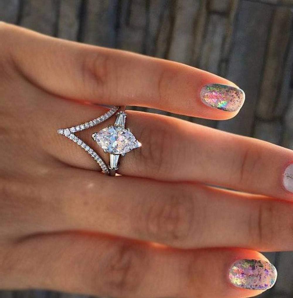Sunlucky Women's Gemstone Ring White Diamond Wedding Engagement Rings Jewelry Gift Ideas