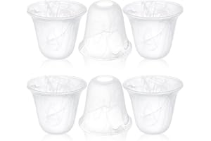 Teenyyou 6 Pcs Bell Shaped Alabaster Glass Lamp Shade Replacement Globe Ceiling Fan Light Covers with 1-5/8-inch Fitter Opening for Chandelier Wall Sconce Pendant Light Bathroom Vanity Fixture