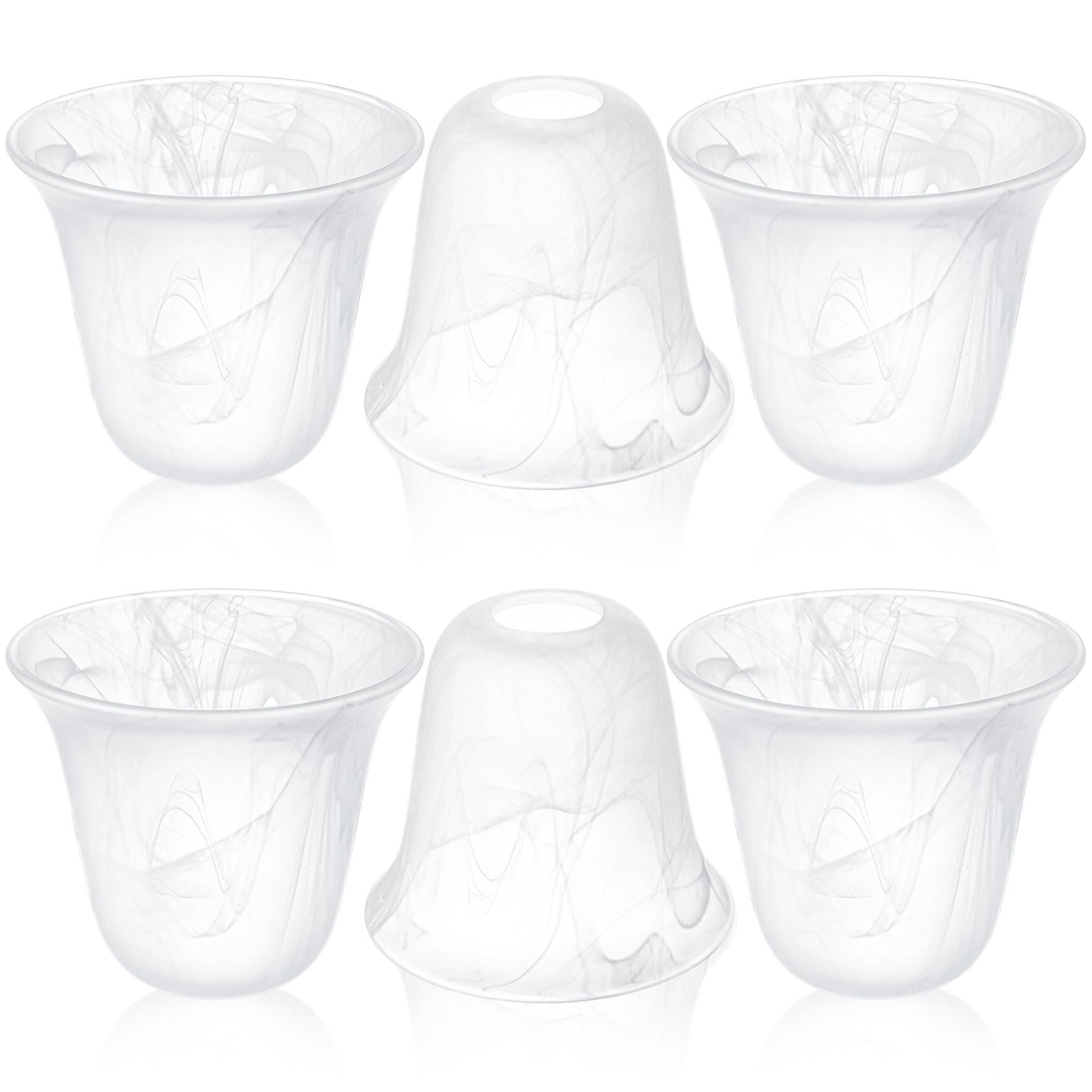 Photo 1 of Teenyyou 6 Pcs Bell Shaped Alabaster Glass Lamp Shade Replacement Globe Ceiling Fan Light Covers with 1-5/8-inch Fitter Opening for Chandelier Wall Sconce Pendant Light Bathroom Vanity Fixture