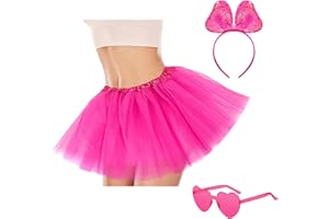 SHENYI Tutus for Women & Teen-Girls Adult Tutu Skirt with Sequin Bow Headband, 80S Princess Dance Tutu for Party Costume