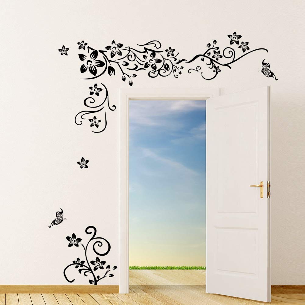 Wall Decal Sticker, PVC Wall Sticker, Removable Unicorn Wall Decals Stickers Decor Flower Vine Art Decal for Living Room Bedroom Decor