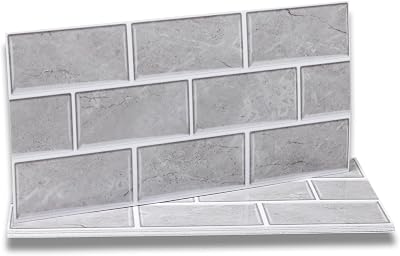Fantasnight Grey Tile Stickers 30x15cm 12Pcs Self Adhesive Waterproof Backsplash