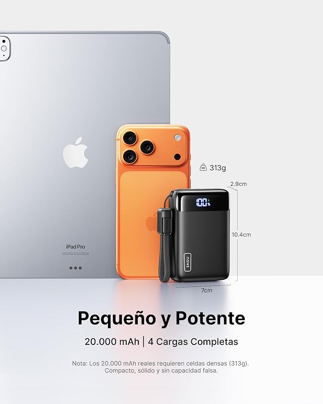Power Bank, Pequeño 20000mAh 22,5W Batería Externa Carga Rápida