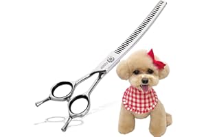 FOGOSP Left Handed Curved Chunker Shears 7 in Left Handed Dog Grooming Scissors for Professional Groomer