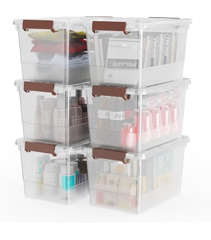 Amazon.com - Nicesh 17.5 L Plastic Large Storage Box, Clear Latch
