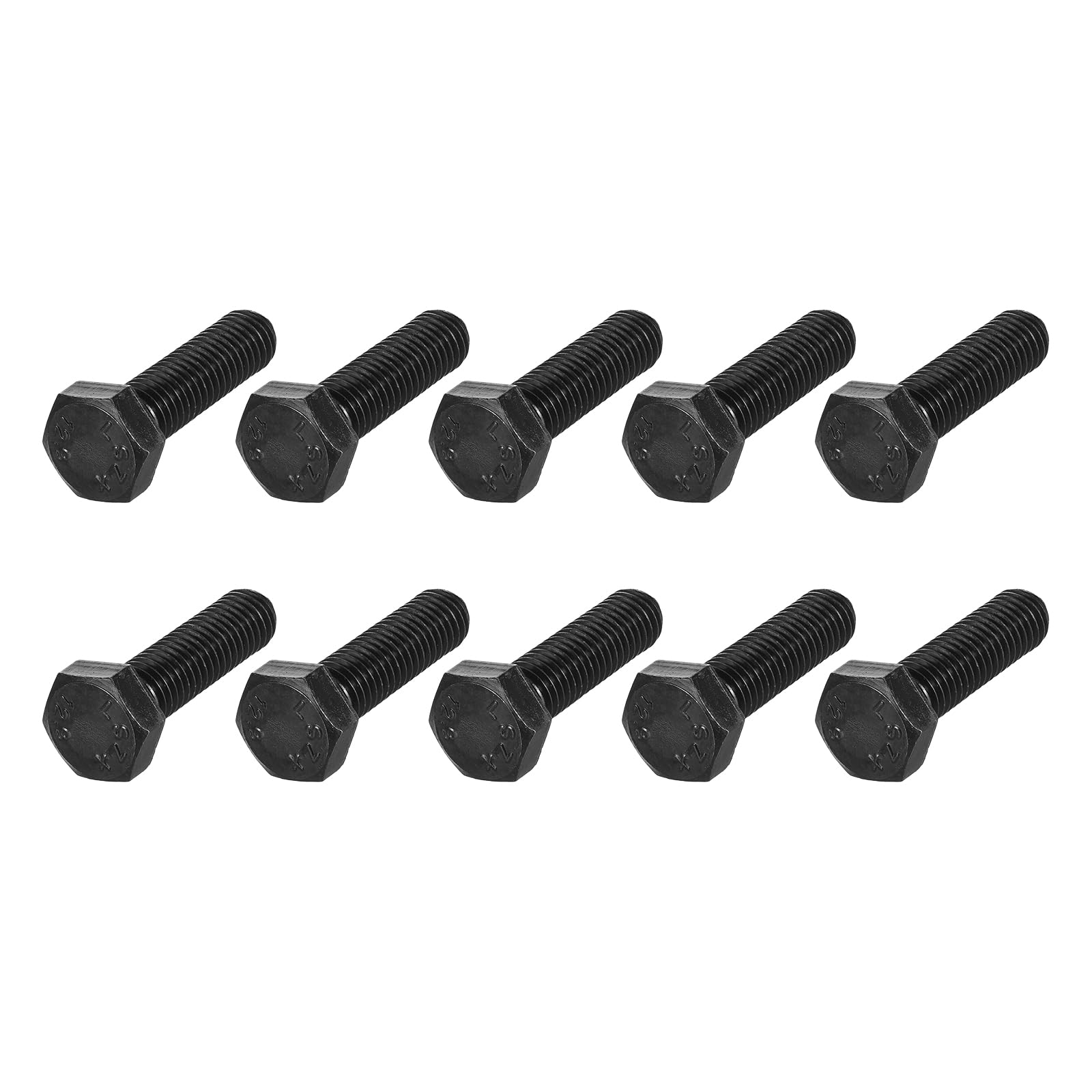 METALLIXITY Hex Bolts (M10-1.5x35mm) 10Pcs, 12.9 Grade Carbon Steel Fully Threaded Black Oxide, Coarse Thread UNC Hex Head Screw Bolt - for Mechanical Repair