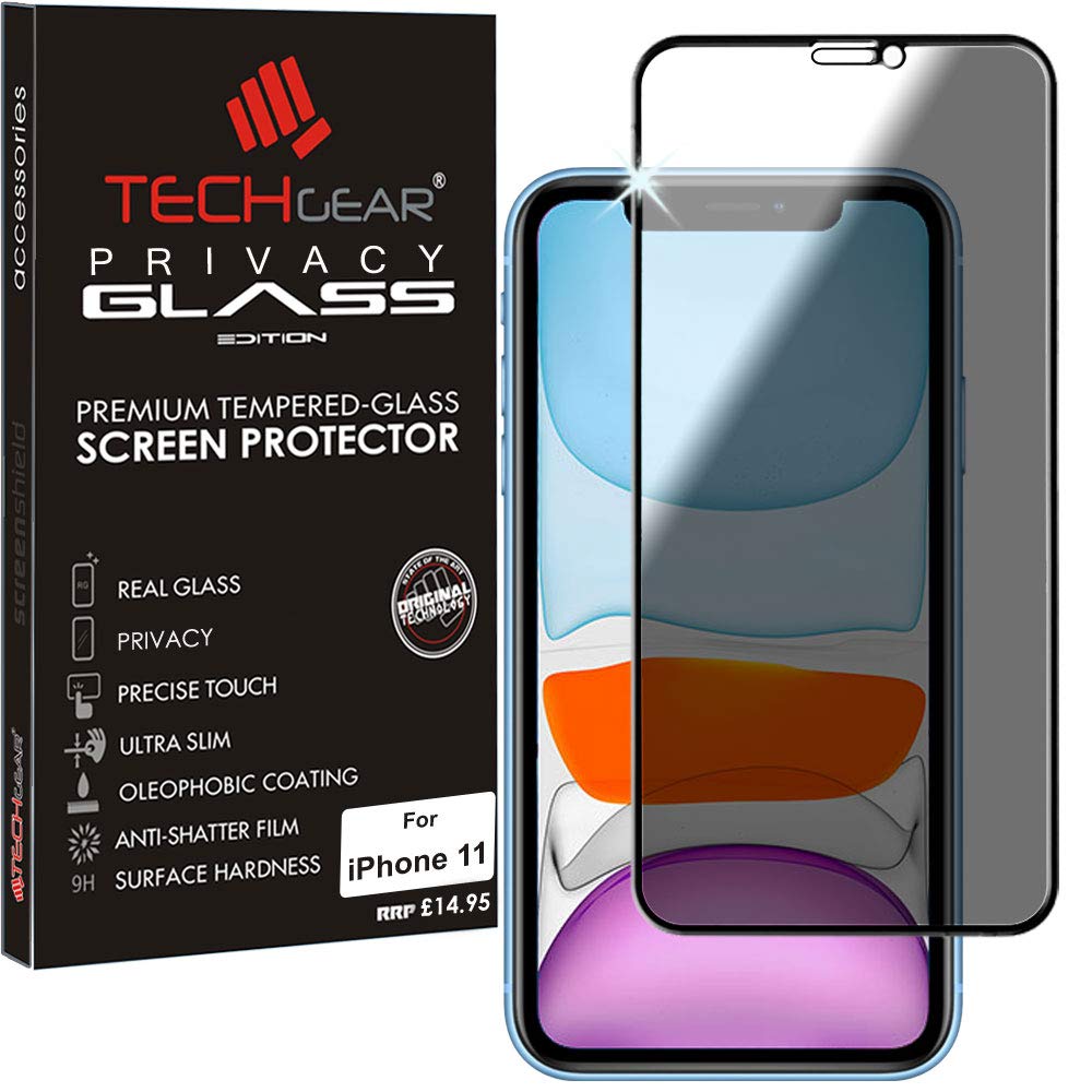TECHGEAR Anti Spy Screen Protector for iPhone 11 - PRIVACY 3D GLASS Edition Genuine Tempered Glass Full Screen Protector Guard Cover Compatible with Apple iPhone 11