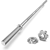Weight Lifting Bar 57", 1" Standard Straight Barbell Bars Olympic Home Gym | Weightlifting/Strength Training/Squat/Bench Press/Deadlift/Lunges/Hip Thrusts, 2 Star Collars (480lb Weight Capacity)