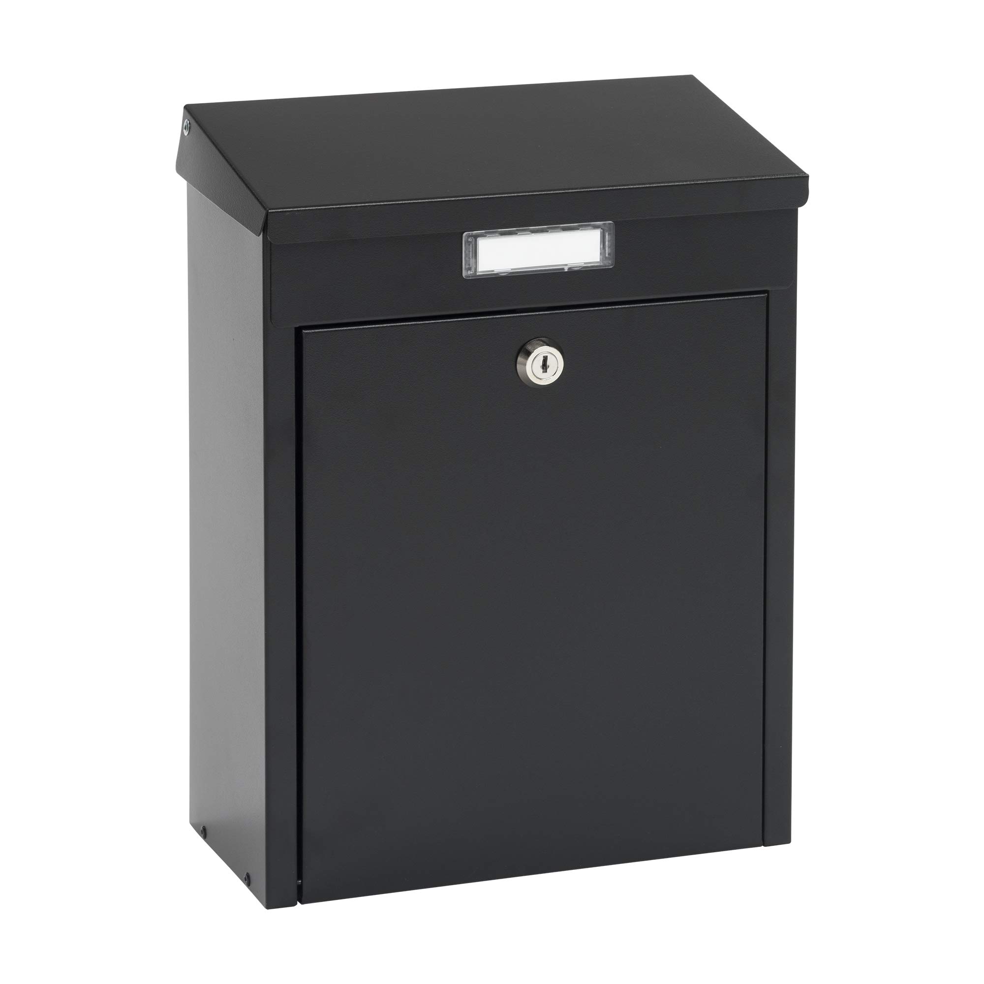 Renz 150190DE MEFA Song 150 Letterbox with Name Plate (Colour: Black, Post Box with Lock Size 340 x 265 x 135 mm)